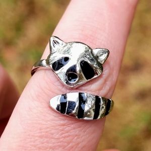 Racoon Silver Adjsutable Band Ring